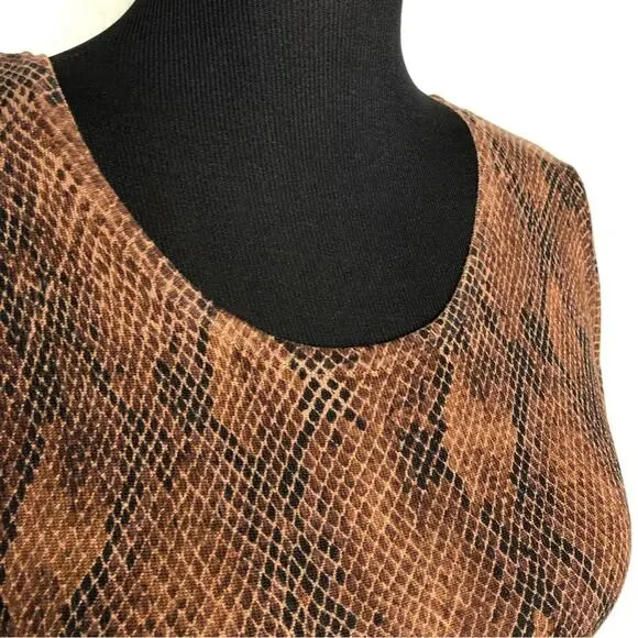 WHBM brown and black snakeskin python knit sweater top size Small - Picture 6 of 14